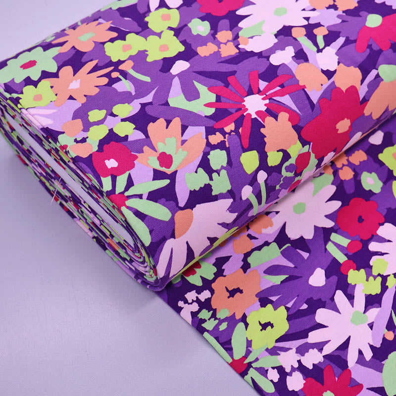 Organic Floral Jersey Fabric Jazzy Mauve Fabrics Galore