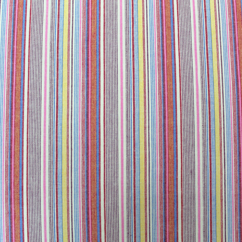 Dressmaking Cotton Denim Hickory Stripe - Pink and White