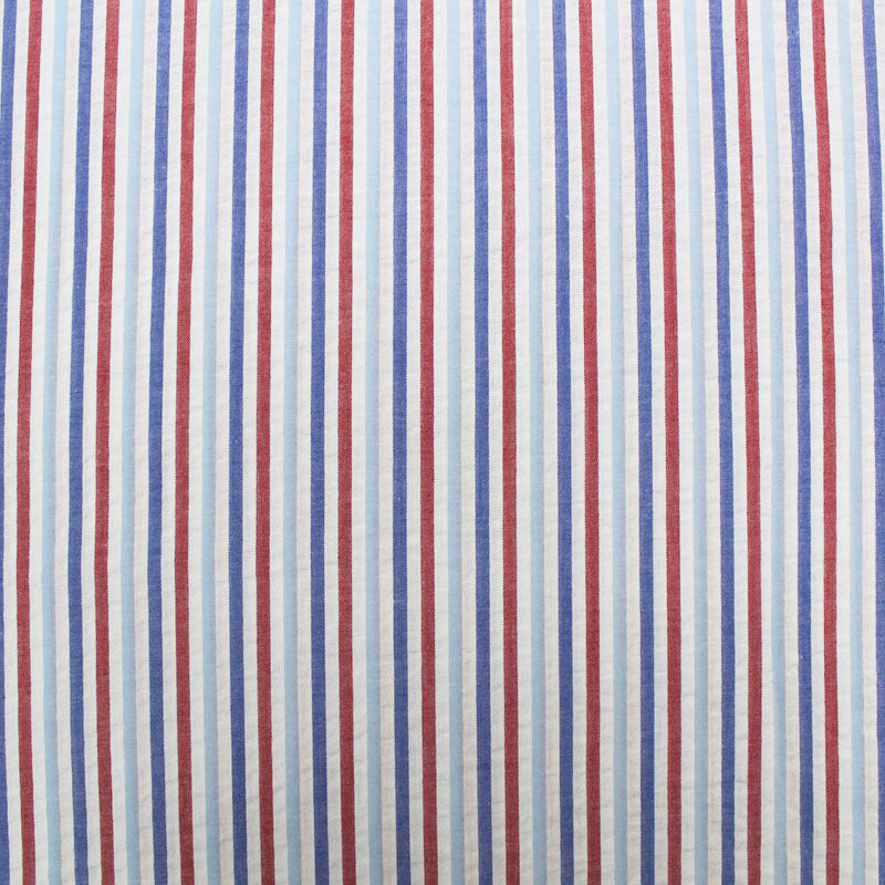 Seersucker Striped Fabric, Fabric by the Half Yard, Blue White