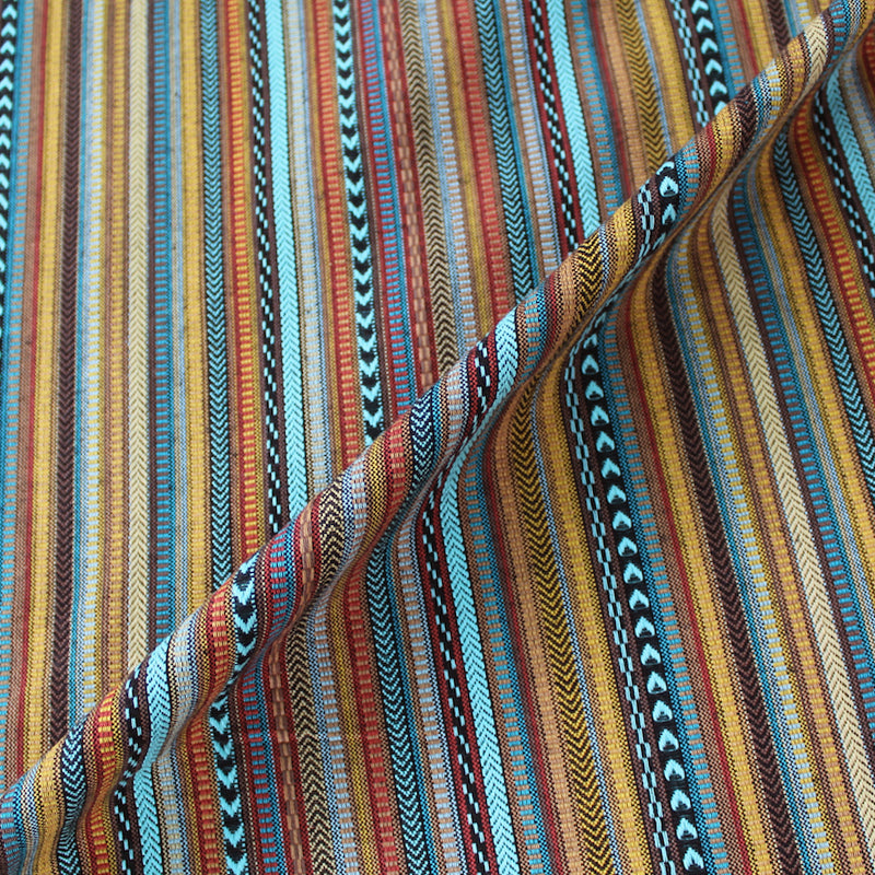 Indian Cotton Yellow & Blue Stripe Fabric