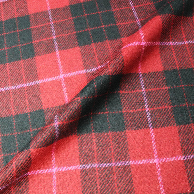 Wool Fabric, Classic Red & Black Buffalo Check Brushed Wool