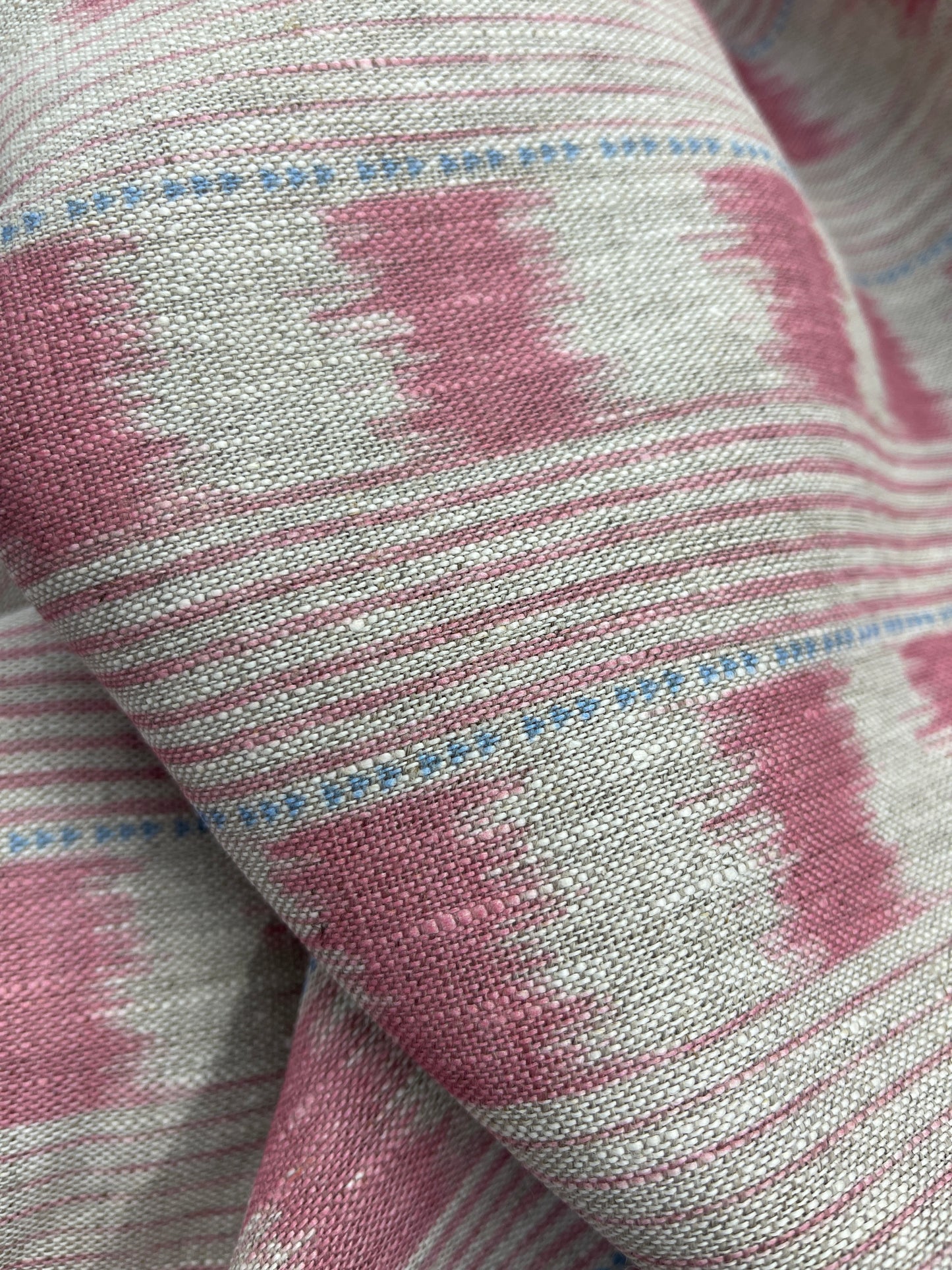 Home Furnishing Linen - Ikat Esque - Pink and Blue