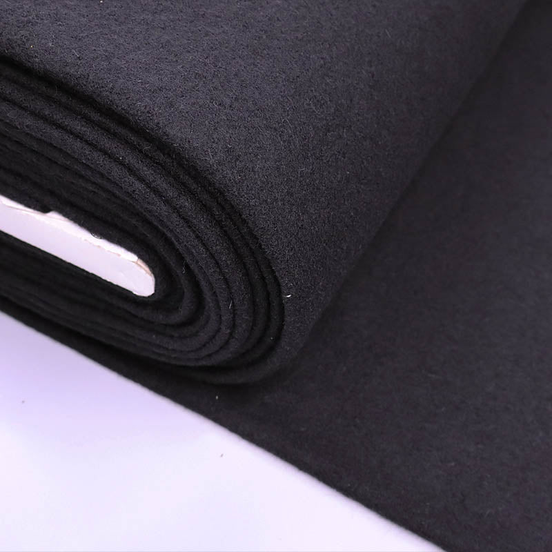 100% Wool Black Boiled Wool Fabric