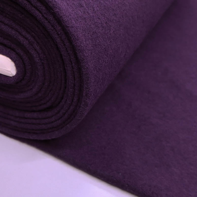 100% Wool Mulberry Purple Plain Boiled Wool Fabric