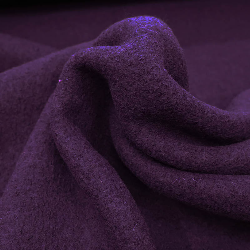 100% Wool Mulberry Purple Plain Boiled Wool Fabric