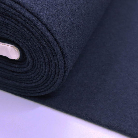 Plain Navy Boiled 100% Wool Fabric