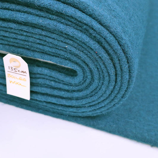 100% Wool Petrol Blue Boiled Wool Fabric