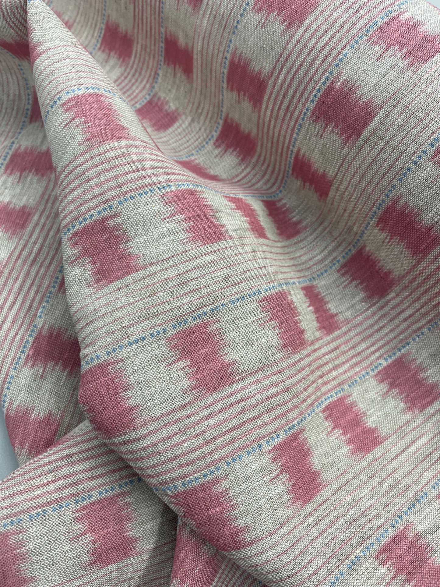 Home Furnishing Linen - Ikat Esque - Pink and Blue