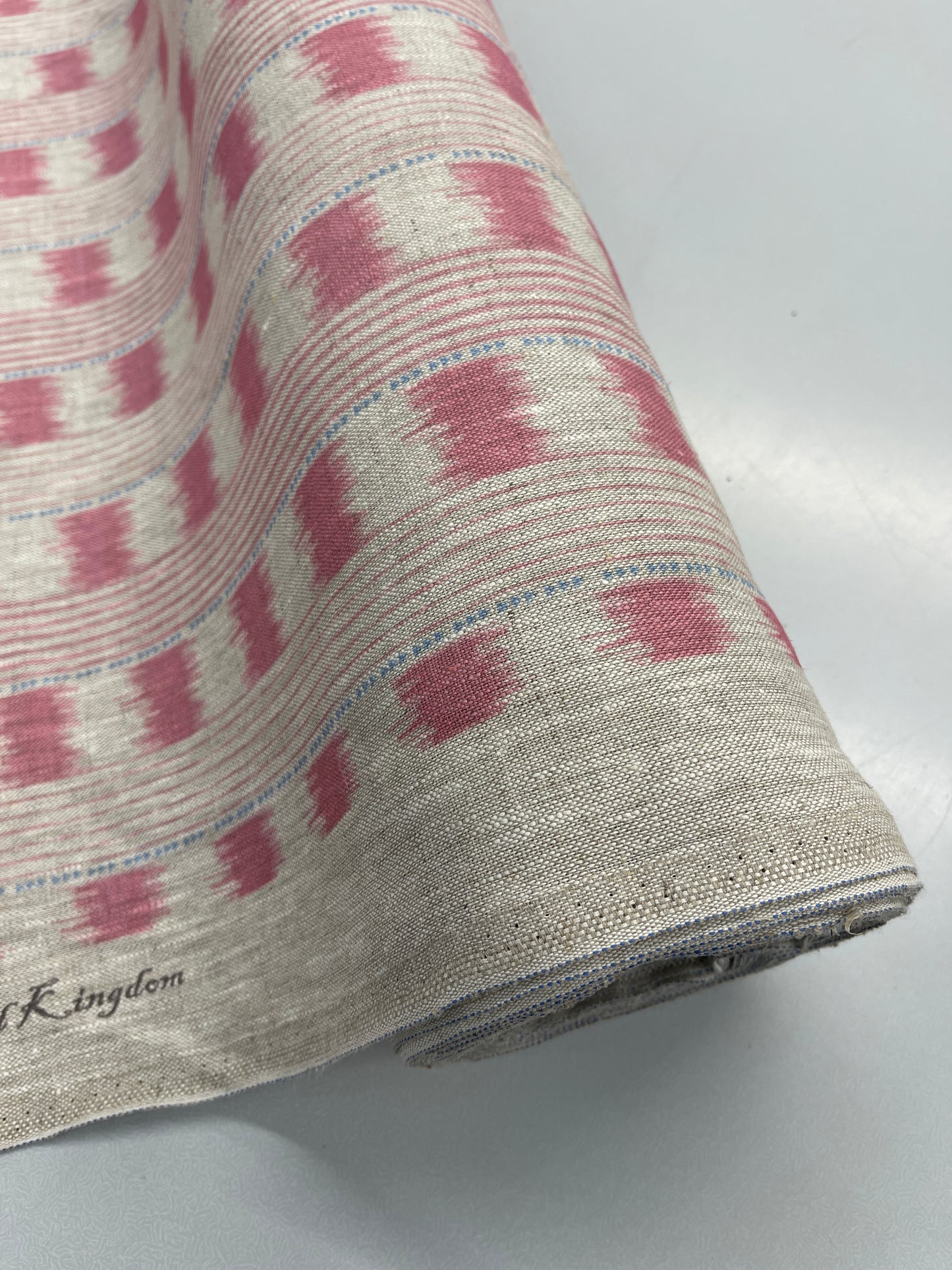 Home Furnishing Linen - Ikat Esque - Pink and Blue