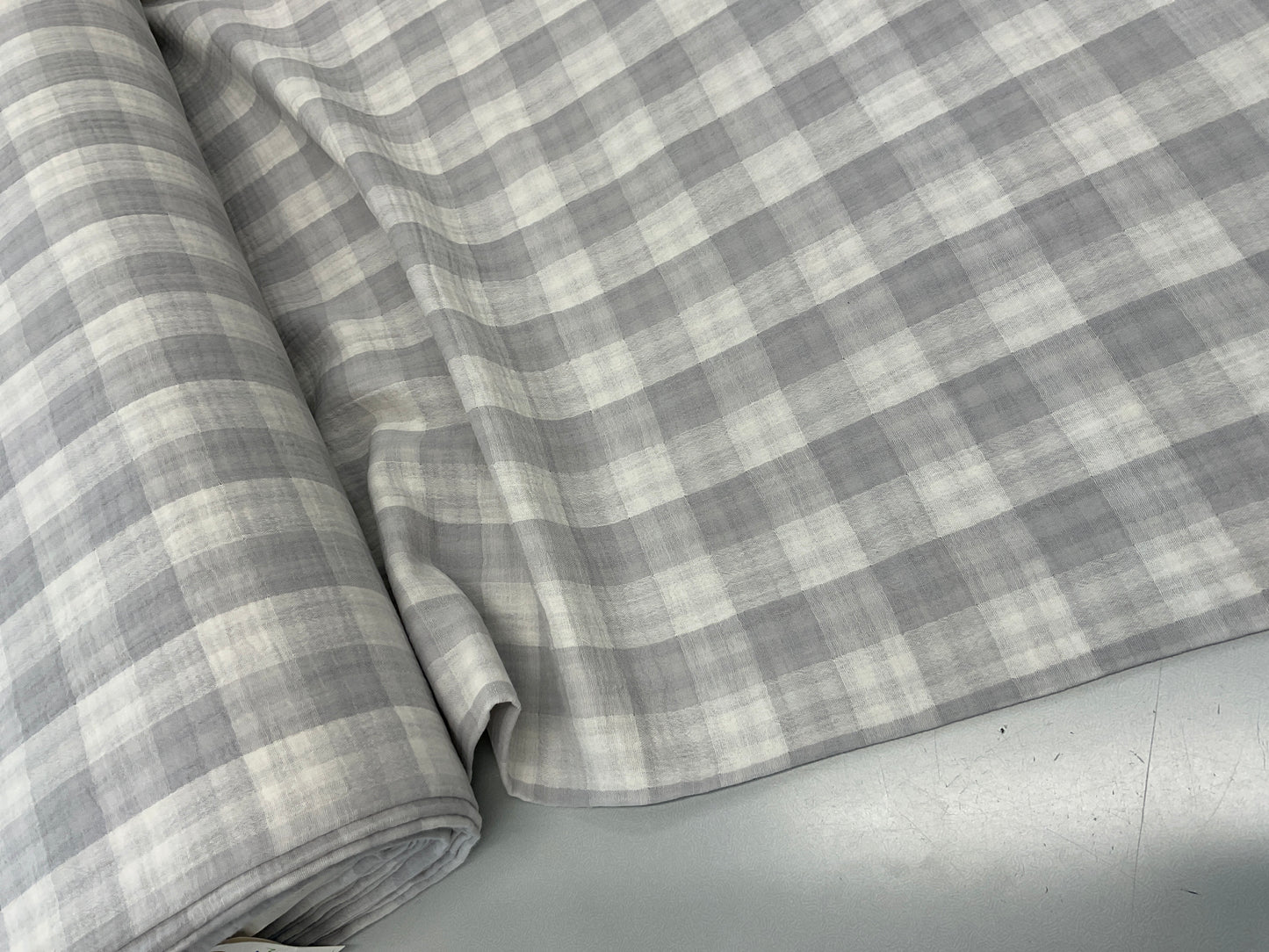 Double Gauze - Reversible - Pale Grey Gingham