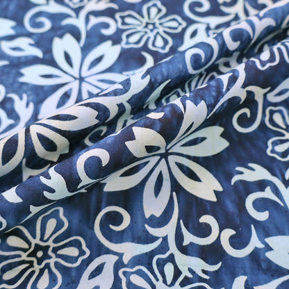 100% Cotton Blue and White Floral Batik Fabric