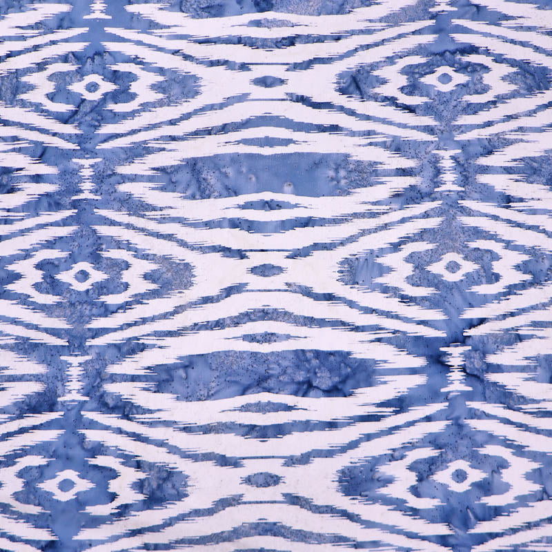 100% Cotton Blue and White Batik Fabric Ikat like design