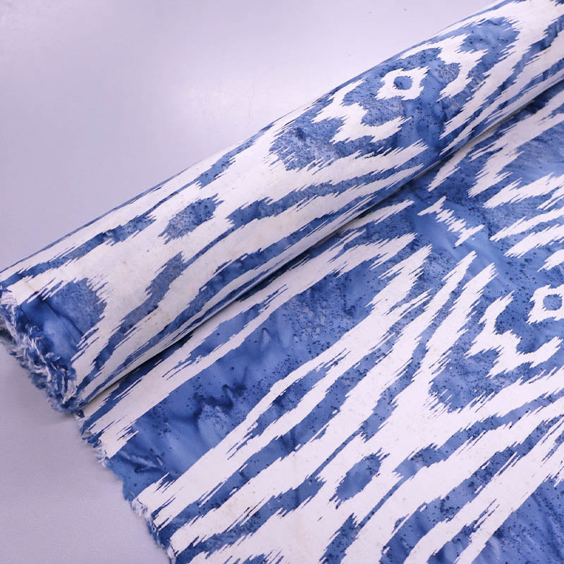 100% Cotton Blue and White Batik Fabric Ikat like design