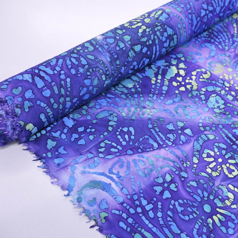 100% Cotton Purple Floral Batik Fabric