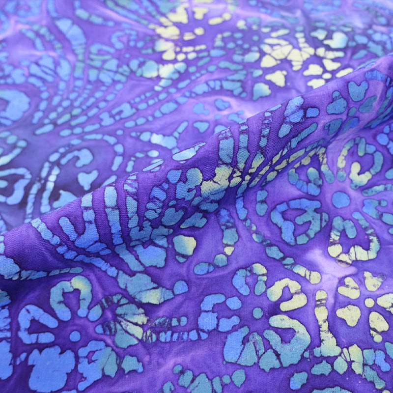 100% Cotton Purple Floral Batik Fabric