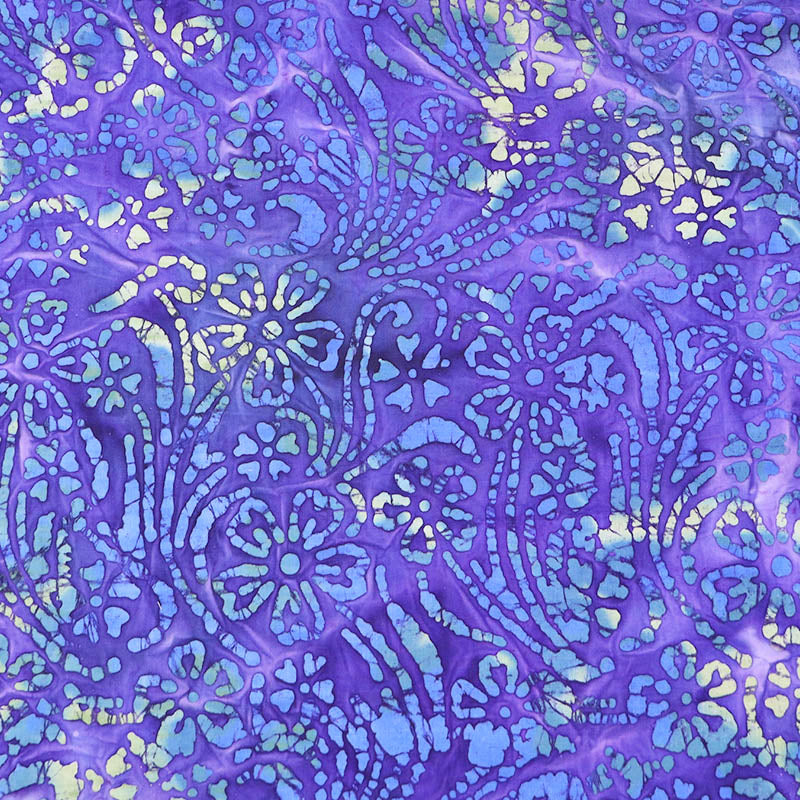 100% Cotton Purple Floral Batik Fabric