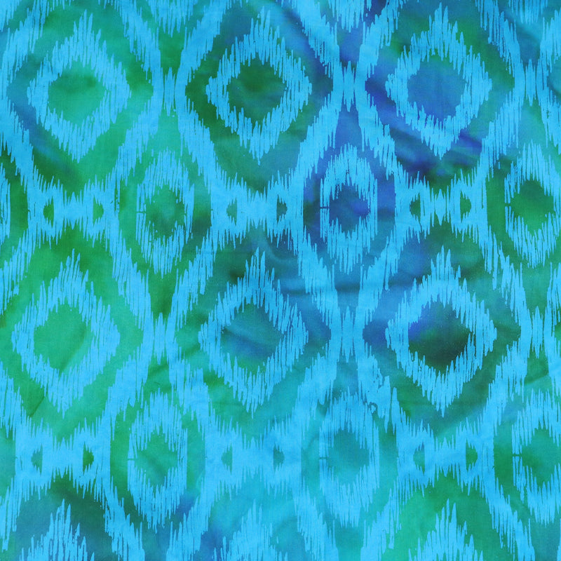 100% Cotton  Batik Fabric - Turquoise Blue Diamonds