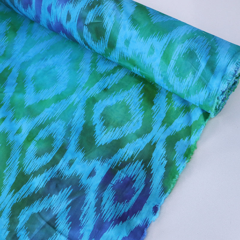 100% Cotton  Batik Fabric - Turquoise Blue Diamonds