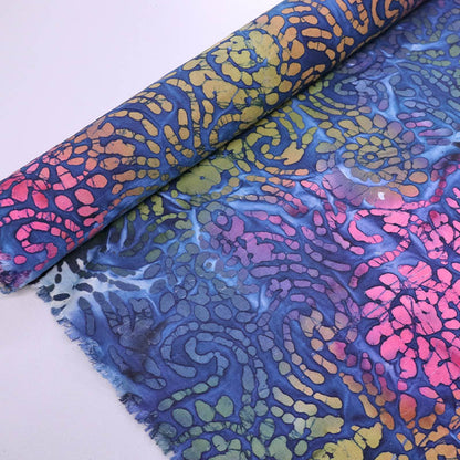 Cotton Batik Fabric Navy and Multicolour