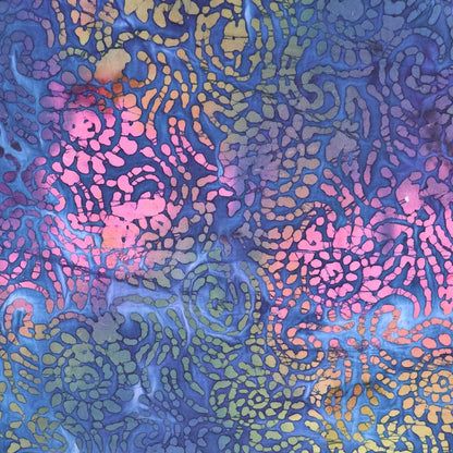 Cotton Batik Fabric Navy and Multicolour