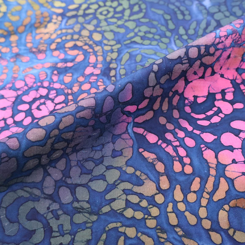 Cotton Batik Fabric Navy and Multicolour