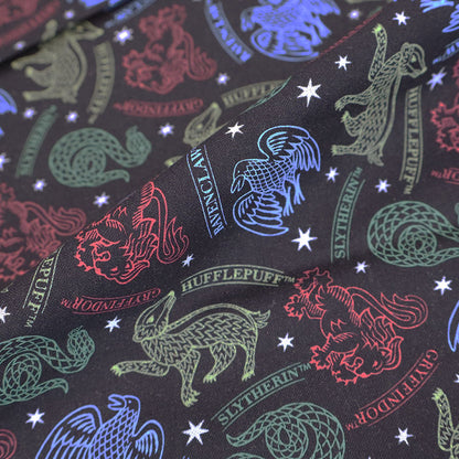 100% Cotton Black Harry Potter House Fabric