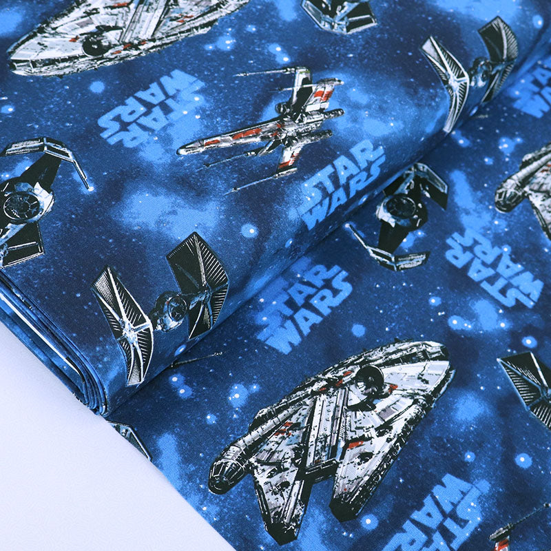 Star Wars Millennium Falcon Licensed Fabric  Blue 100% cotton