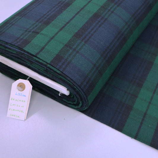 Brushed Cotton Check - Blue and Green