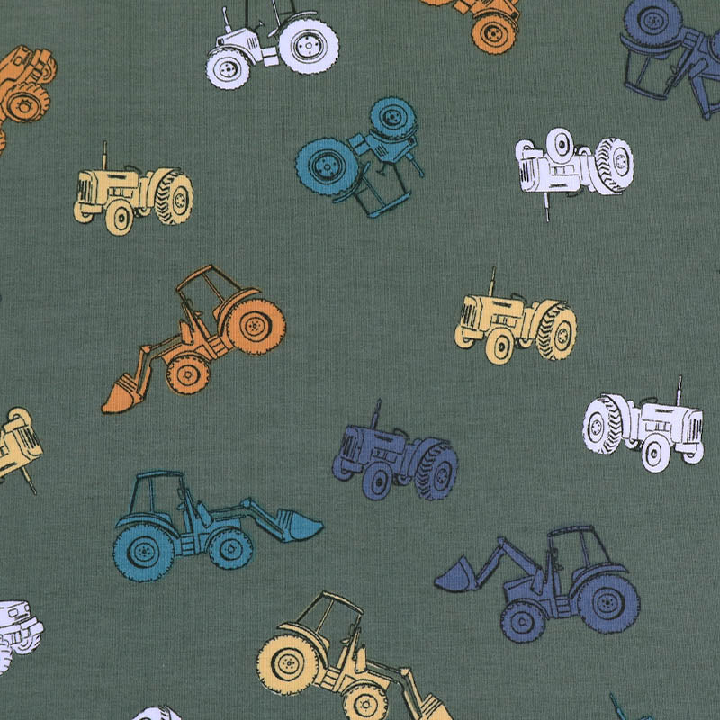 Children's Cotton Elastane Jersey - Tractor - Green