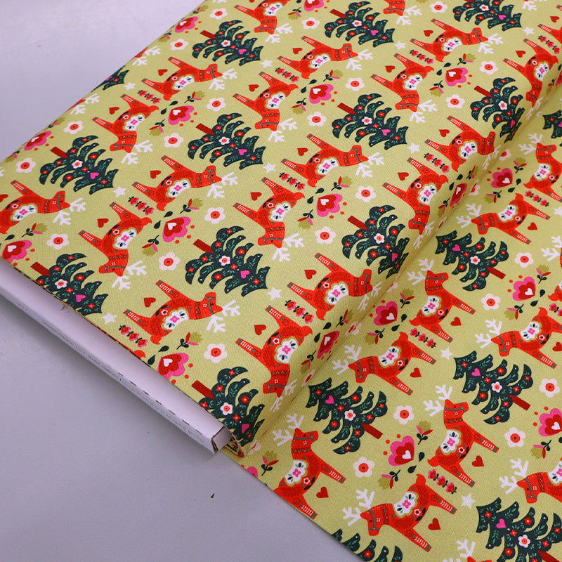 100% Cotton Golden Yellow Scandi Christmas Fabric