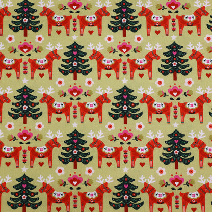 100% Cotton Golden Yellow Scandi Christmas Fabric