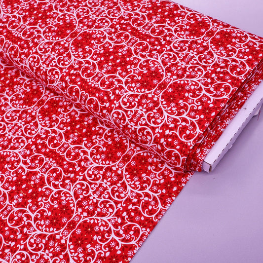 Christmas Cotton - Red - Filigree