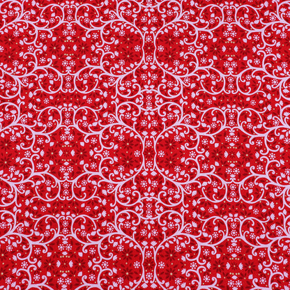 100% Cotton Christmas Fabric - Red Filigree