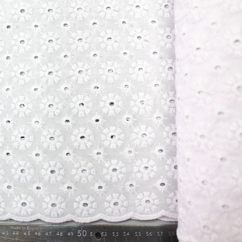 White cotton eyelet clearance fabric