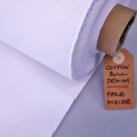 100% Cotton White Bull Denim Fabric 150cm wide heavy weight