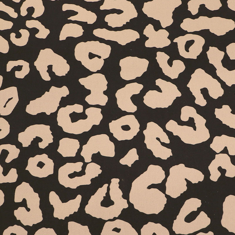 Cotton Canvas - Black and Beige - Leopard Print