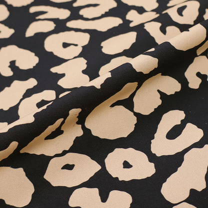 Cotton Canvas - Black and Beige - Leopard Print