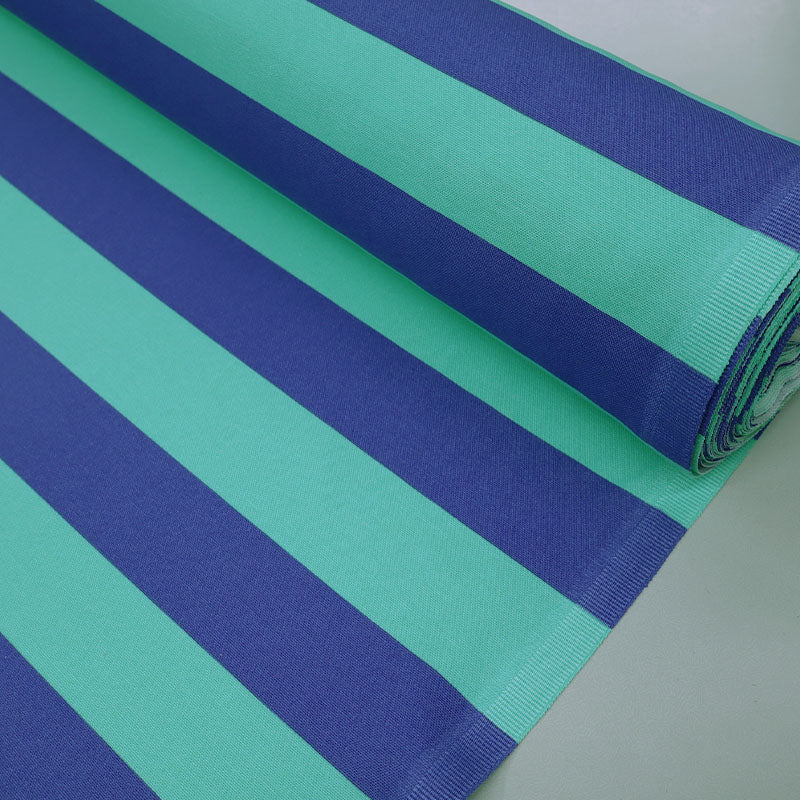 Cotton Canvas Stripe - Mint and Cornflower