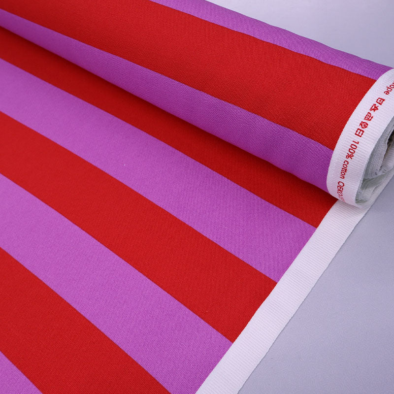 Cotton Canvas Stripe - Raspberry and Red