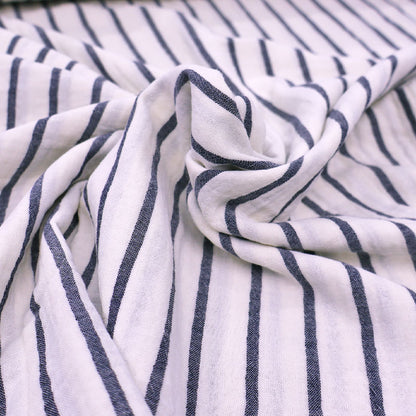 Cotton Double Gauze - Breton Stripe - Charcoal