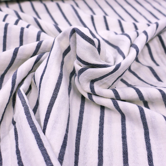 Cotton Double Gauze - Breton Stripe - Charcoal