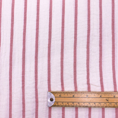 Cotton Double Gauze - Breton Stripe - Dusky Pink