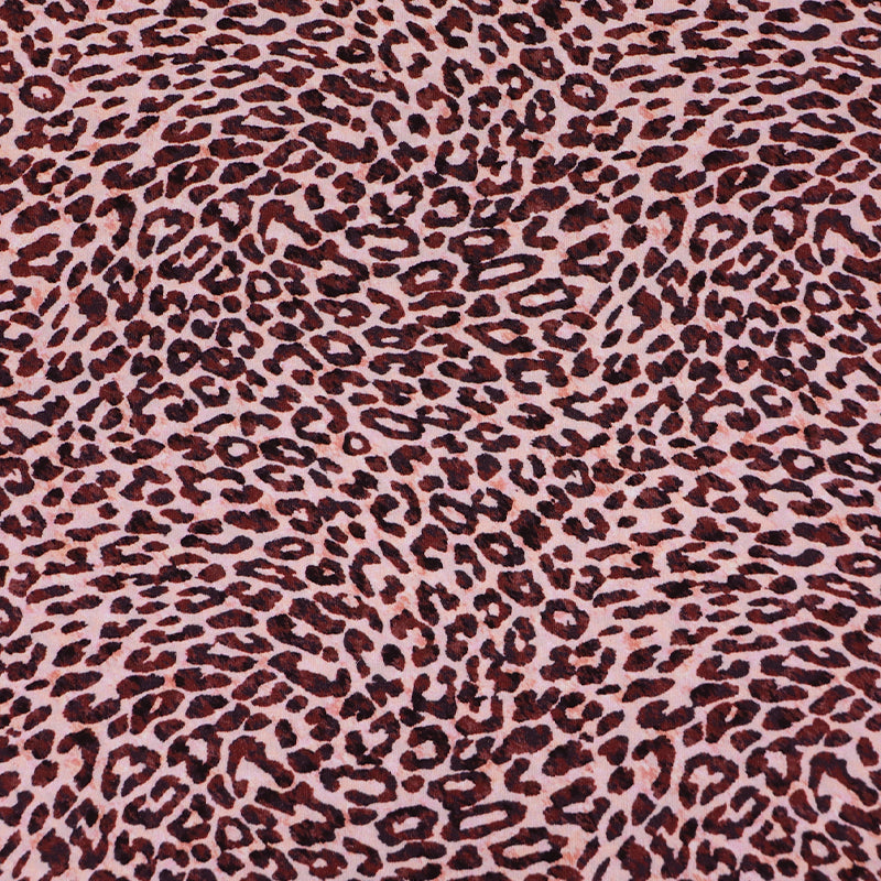 95% Cotton 5% Elastane Brown Printed Leopard Print Jersey Fabric