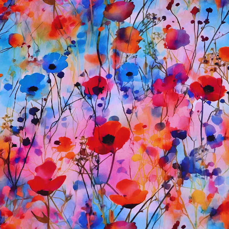 Cotton Elastane Jersey - Watercolour Flower