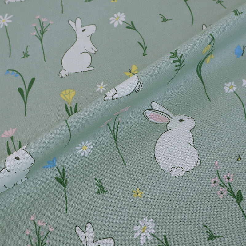 80% Cotton 20% Polyester Children's Green Rabbit Furnishing Fabric