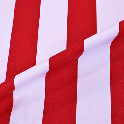 100% cotton Red and White Striped Gabardine Twill Fabric