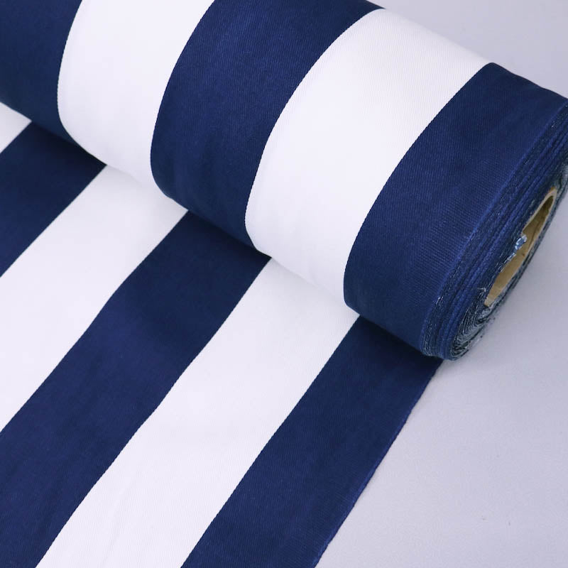 100% Cotton Navy and White Striped Gaberdine Twill Fabric