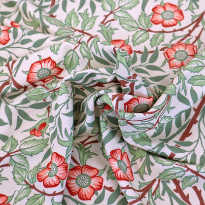 95% Cotton 5% Elastane Cream Floral Jersey Fabric