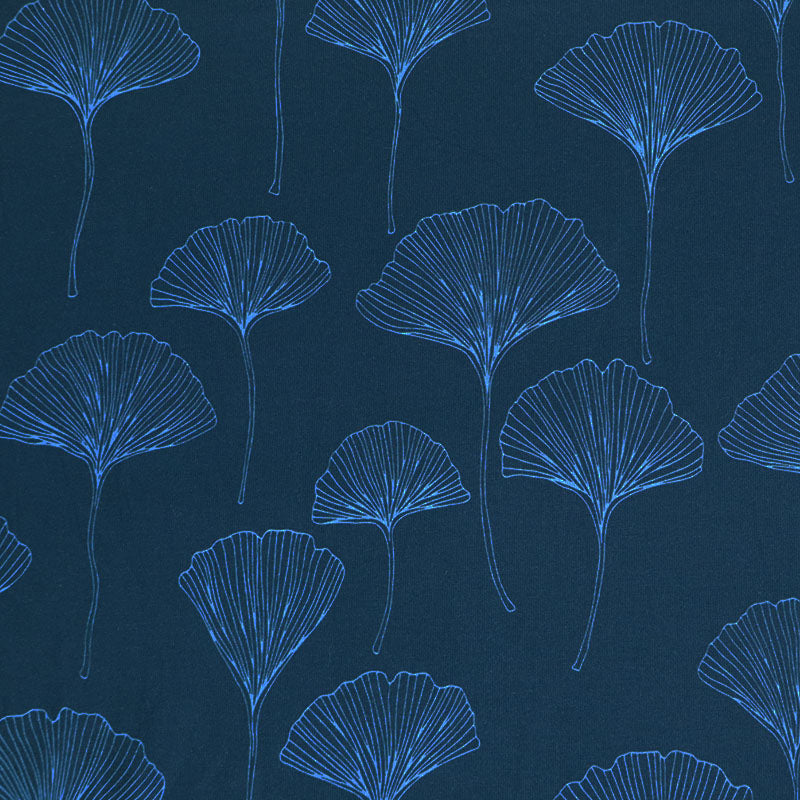 Navy Jersey Fabric | Giant Ginkgo | Fabrics Galore London