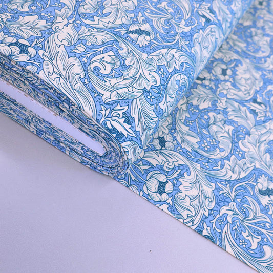 95% Cotton 5% Elastane Pale Blue Floral Jersey Fabric